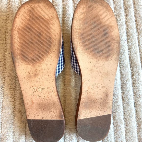 J Crew Gretchen gingham buckle slides / slip-on shoes, Womens size 6, EUC - Picture 6 of 7